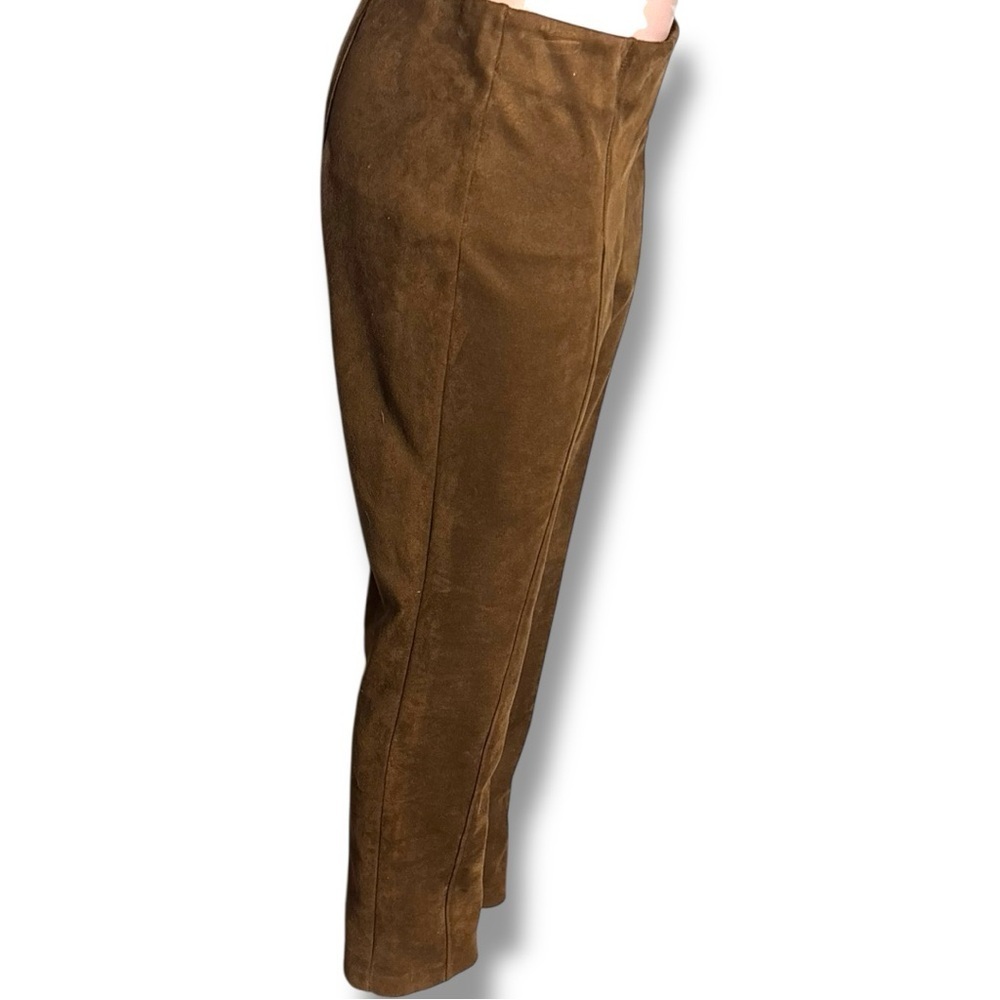 Rafaella Chic Tan Women's Straight Leg Cropped Faux Suede No Closure Pants - Picture 4 of 16